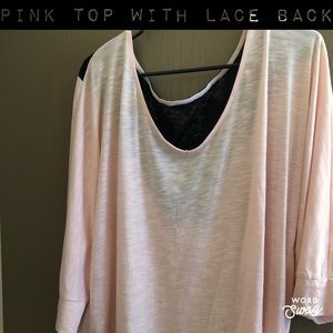 Pink lightweight sweater with lace back